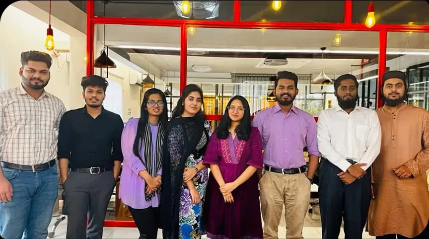 The 6sense HQ team together in the Dhaka office
