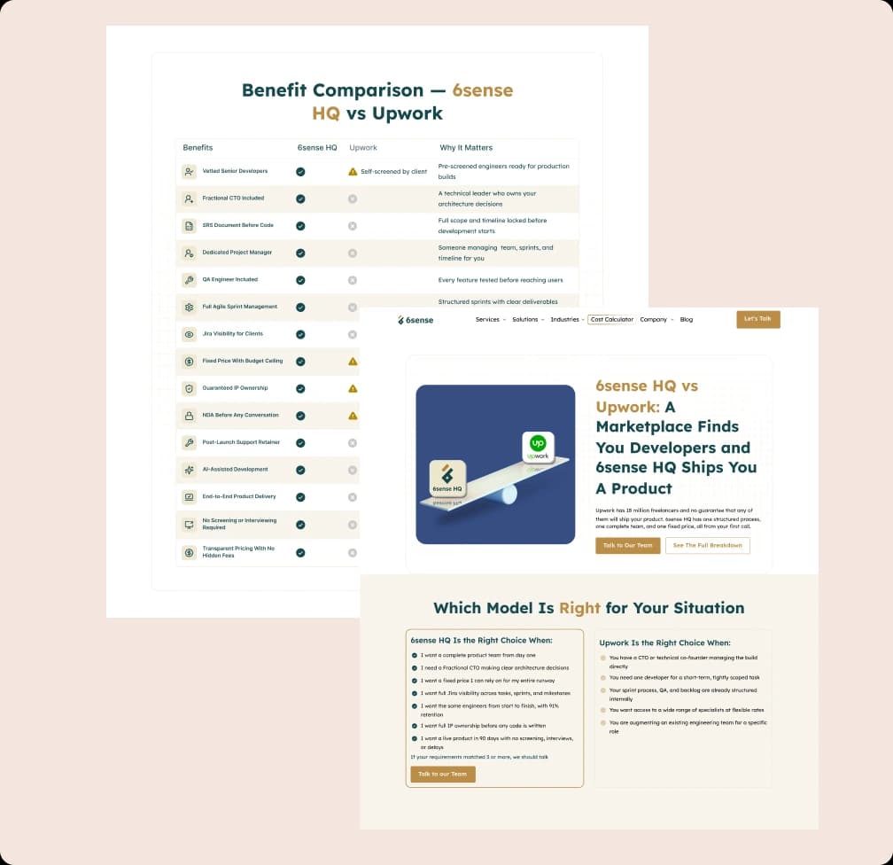 6sense HQ vs Upwork comparison
