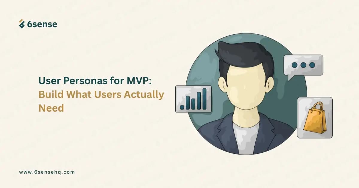 Illustrated user persona concept showing a person with analytics and shopping icons User Personas for MVP: Build What Users Actually Need by 6sense