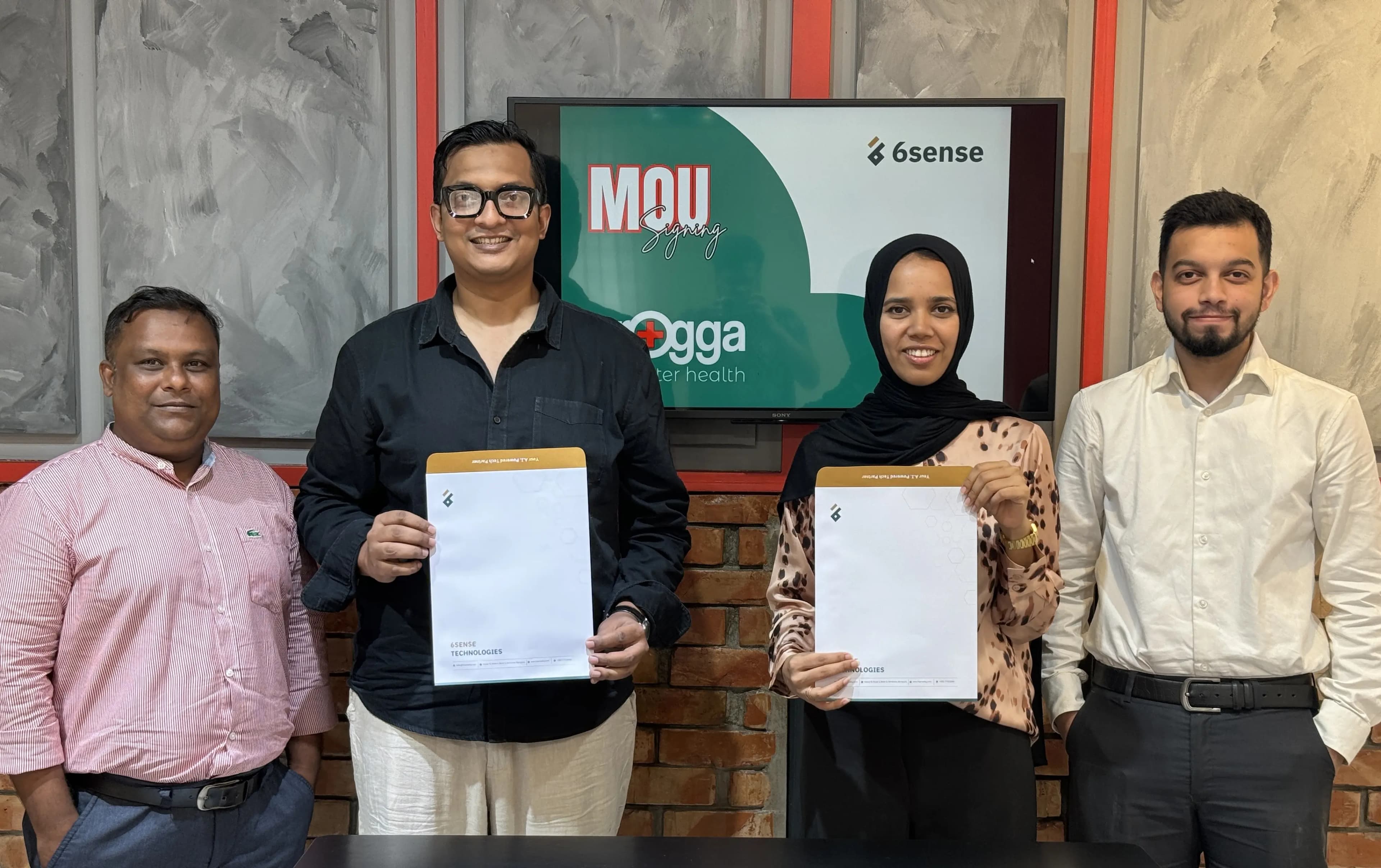 6sense and Arogga Better Health representatives at the MOU signing ceremony